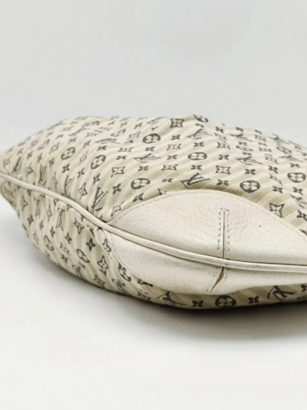 Louis Vuitton Mini Lin Monogram Jeanne MM Satchel White Canvas Shoulder Bag